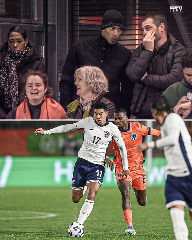 打仗親兄弟！貝林厄姆觀看他的弟弟參加英格蘭U21vs荷蘭U21的比賽